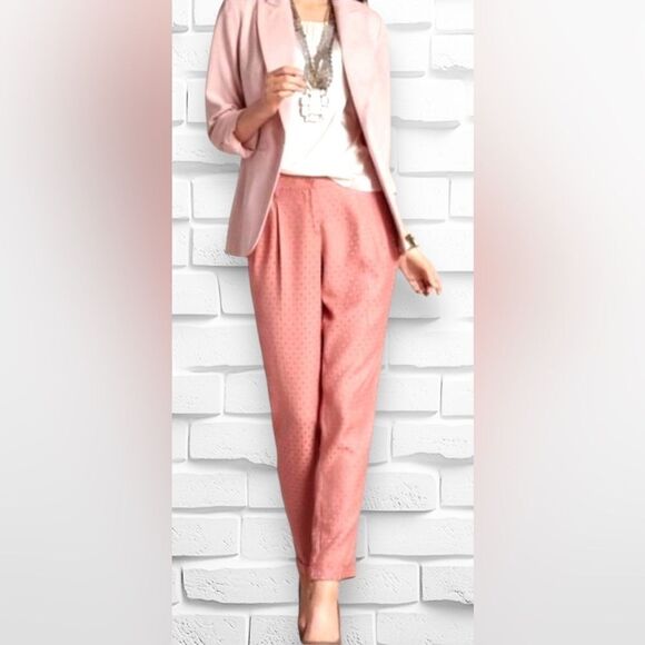 Chico's Pants - Chico’s Size 1 (U.S. 8) Jacquard Pleated Cuff Ankle Pants • Zipper & Button FLAW